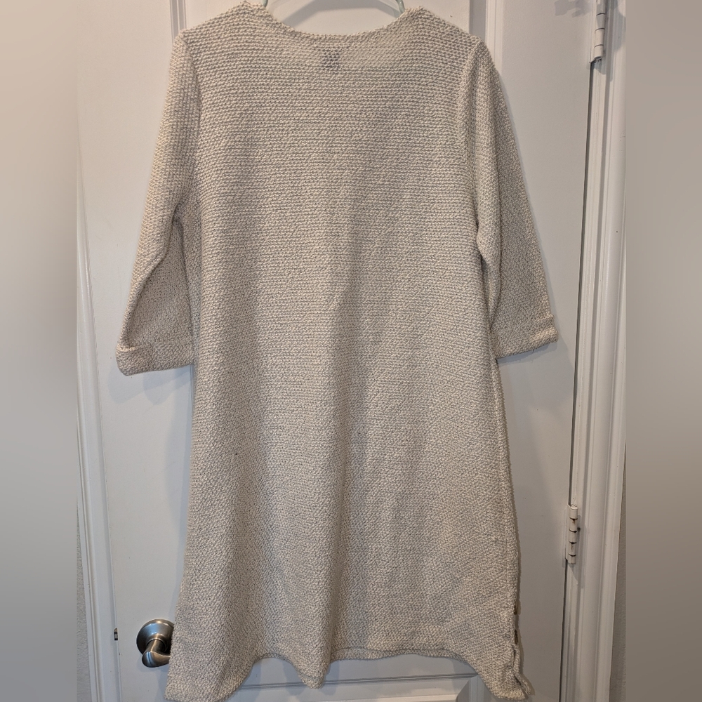 Robert Louis Marled Knit Sweater Dress 3/4 Sleeve Button Hem Size M Neutral - Picture 3 of 7